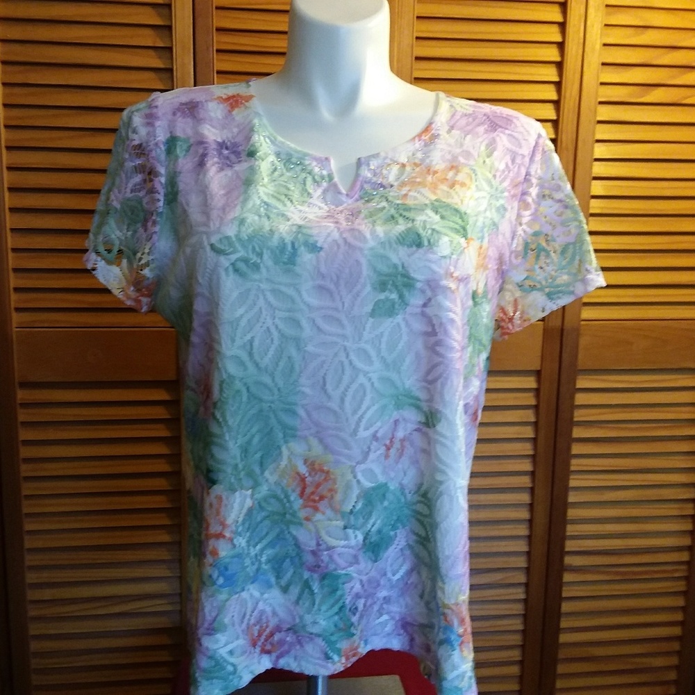 Alfred Dunner Split Neck Tee